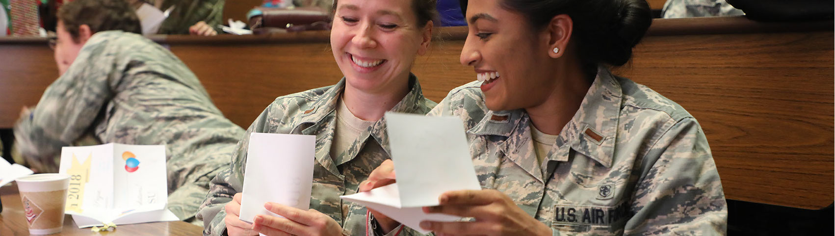 students in military uniforms in class